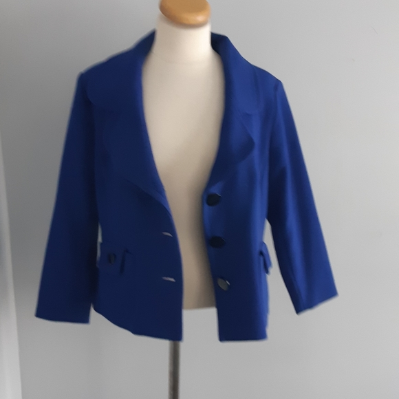 Chapter One Womens Coat Sz 12 Cobalt Blue Lined long sleeves - Picture 9 of 12